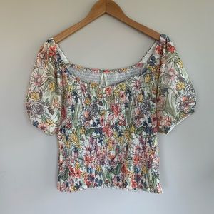 Anthropologie Smocked Floral Blouse
